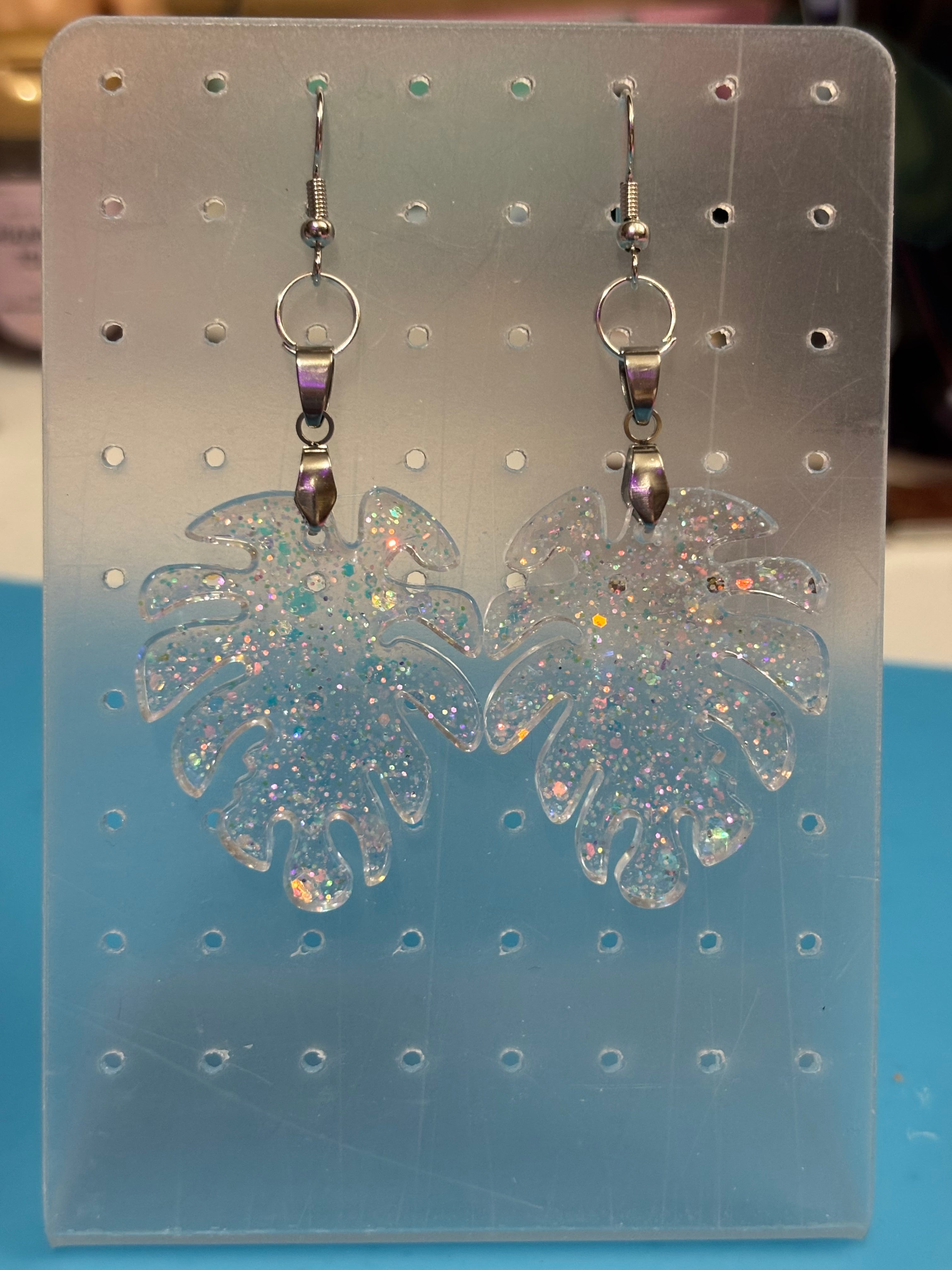 Glitter Leaf earrings
