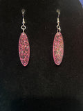 Pink glitter oval earrings